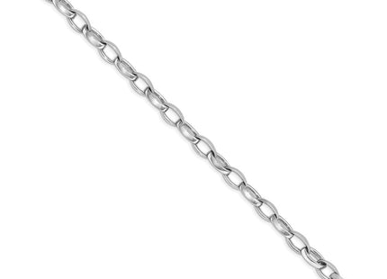 14K White Gold 8. Hand Polished and Satin Fancy Link with Fancy Lobster Clasp Necklace
