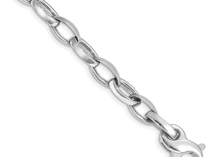 14K White Gold 8. Hand Polished and Satin Fancy Link with Fancy Lobster Clasp Necklace