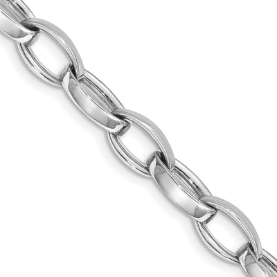 14K White Gold Hand Polished and Satin Fancy Link with Fancy Lobster Clasp Necklace