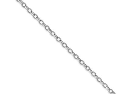 14K White Gold 7. Hand Polished with Ridged Edge Fancy Link Fancy Lobster Clasp Necklace