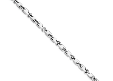 14K White Gold 8. Hand Polished Fancy Link with Fancy Lobster Clasp Bracelet, 1 x 6.6mm
