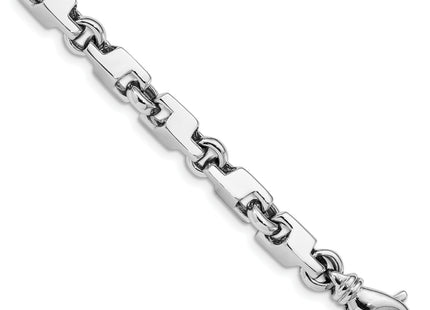 14K White Gold 8. Hand Polished Fancy Link with Fancy Lobster Clasp Bracelet, 1 x 6.6mm