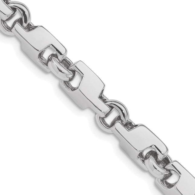 14K White Gold 8. Hand Polished Fancy Link with Fancy Lobster Clasp Bracelet, 1 x 6.6mm