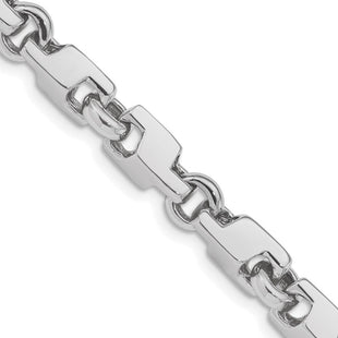 14K White Gold Hand Polished Fancy Link with Fancy Lobster Clasp Chain (per inch) (Style WLK604)