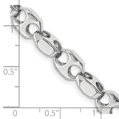 14K White Gold Hand Polished Fancy Link with Fancy Lobster Clasp Chain, 20 x 7.2mm