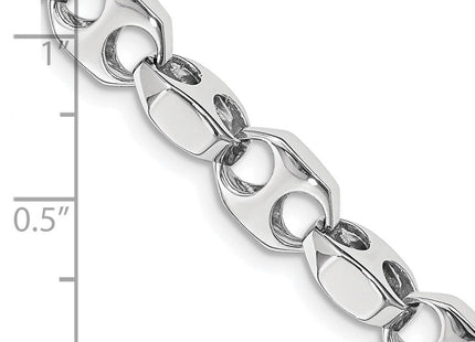 14K White Gold Hand Polished Fancy Link with Fancy Lobster Clasp Chain (per inch) (Style WLK609)