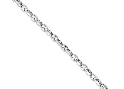 14K White Gold 8. Hand Polished Fancy Link with Fancy Lobster Clasp Bracelet, 1 x 7.2mm