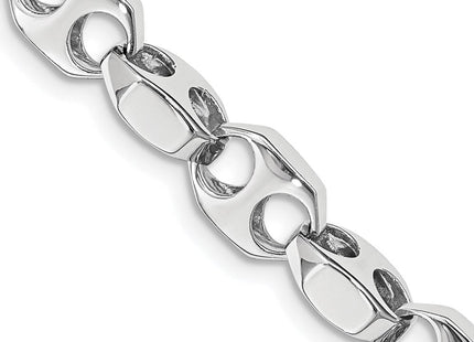 14K White Gold Hand Polished Fancy Link with Fancy Lobster Clasp Chain (per inch) (Style WLK609)