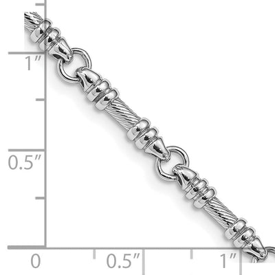 14K White Gold Hand Polished and Textured Fancy Link with Fancy Lobster Clasp Chain, 18 x 3.5mm