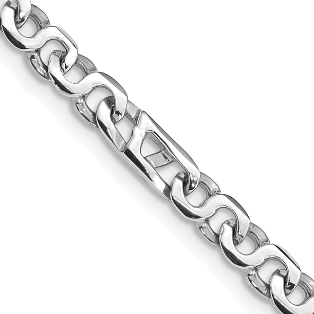 14K White Gold Hand Polished Fancy Link with Fancy Lobster Clasp Chain, 18 x 4.3mm
