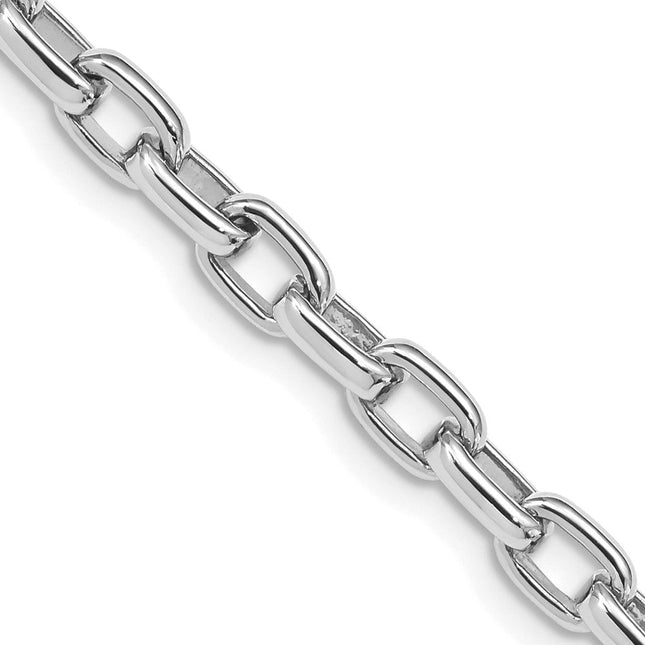 14K White Gold 7. Hand Polished Fancy Link with Lobster Clasp Bracelet, 7.5 x 5mm