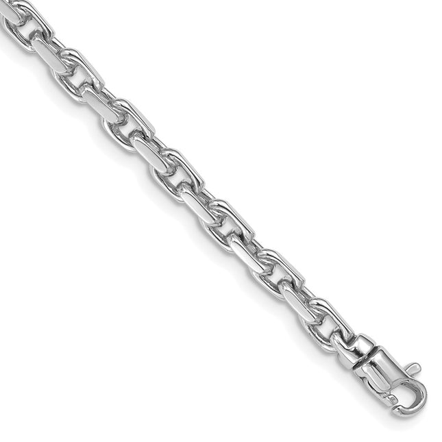 14K White Gold 7. Hand Polished Fancy Link with Lobster Clasp Bracelet, 18 x 4.2mm