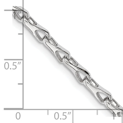 14K White Gold Hand Polished Fancy Link with Lobster Clasp Chain, 18 x 3.5mm