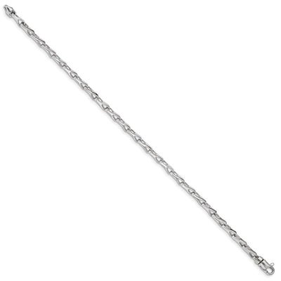 14K White Gold Hand Polished Fancy Link with Lobster Clasp Bracelet, 7.25 x 3.5mm