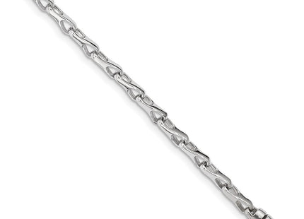 14K White Gold 7. Hand Polished Fancy Link with Lobster Clasp Bracelet