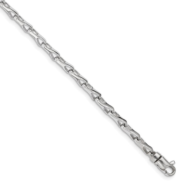 14K White Gold 7. Hand Polished Fancy Link with Lobster Clasp Bracelet, 7.25 x 3.5mm