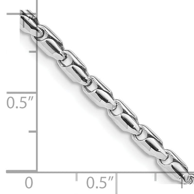 14K White Gold Hand Polished Fancy Link with Lobster Clasp Chain, 18 x 3mm