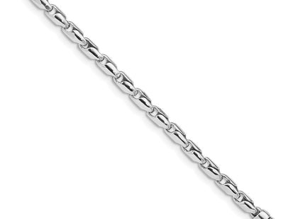 14K White Gold 7. Hand Polished Fancy Link with Lobster Clasp Bracelet