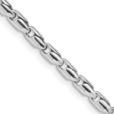 14K White Gold Hand Polished Fancy Link with Lobster Clasp Chain, 18 x 3mm