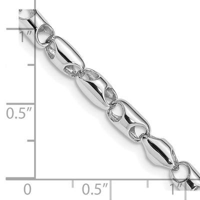 14K White Gold Polished Fancy Barrel Link with Fancy Lobster Clasp Chain Necklace