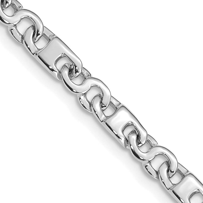 14K White Gold Hand Polished Fancy Link with Fancy Lobster Clasp Chain, 18 x 4.4mm