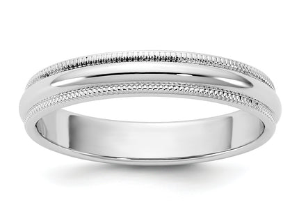 14k White Gold Milgrain Half Round Wedding Band