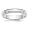 14k White Gold Milgrain Half Round Wedding Band Size 12.5