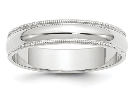 14k White Gold Milgrain Half Round Wedding Band