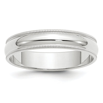 14K White Gold Milgrain Half Round Wedding Band