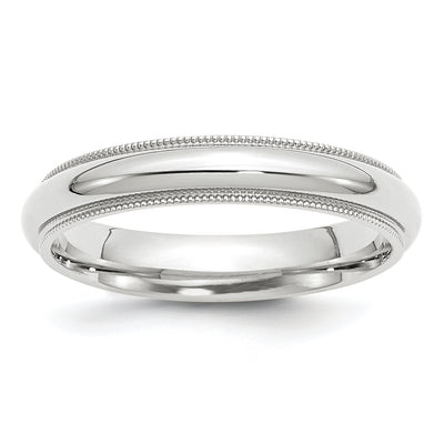 14K White Gold Milgrain Half Round Comfort Fit Wedding Band