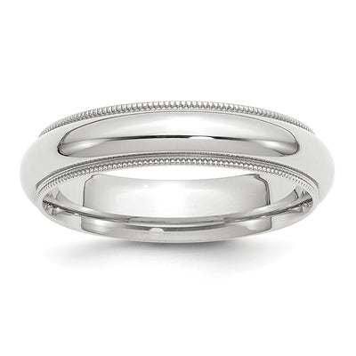 14K White Gold Milgrain Half Round Comfort Fit Wedding Band