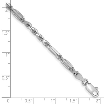 14K White Gold D/C Milano Rope Chain, 7 x 3mm