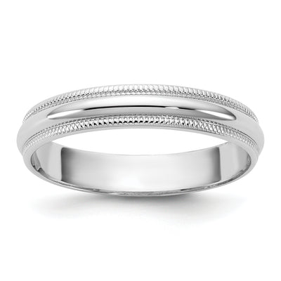 14K White Gold Lightweight Milgrain Half Round Wedding Band