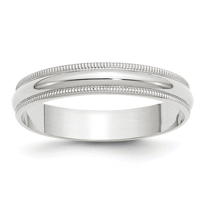 14K White Gold Lightweight Milgrain Half Round Wedding Band