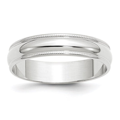 14K White Gold Lightweight Milgrain Half Round Wedding Band