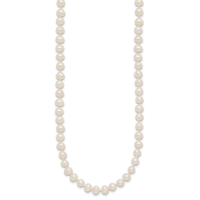 14K White Near-Round Freshwater Cultured Pearl Bracelet