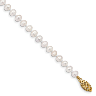 14K White Near-Round Freshwater Cultured Pearl Bracelet