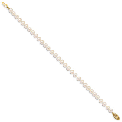14K White Near-Round Freshwater Cultured Pearl, 20 x 5 o 6mm