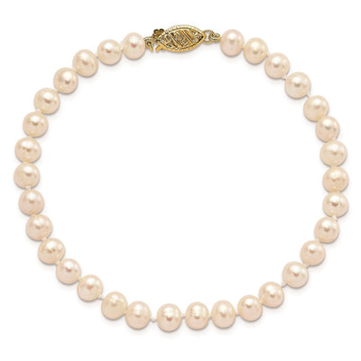 14K White Near-Round Freshwater Cultured Pearl, 20 x 5 o 6mm