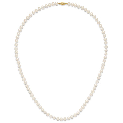 14K White Near-Round Freshwater Cultured Pearl Necklace
