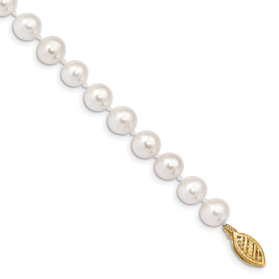 14K White Near-Round Freshwater Cultured Pearl Bracelet