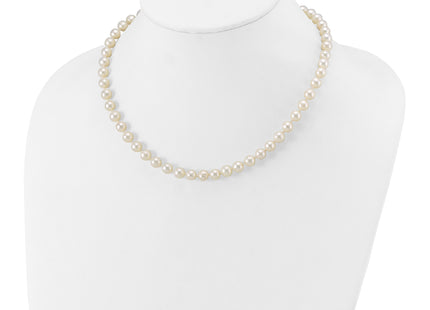 14k White Gold 6- White Near Round Freshwater Cultured Pearl, 16 x 6 to 7mm