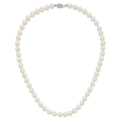 14K White Gold White Near Round Freshwater Cultured Pearl, 16 x 6 to 7mm