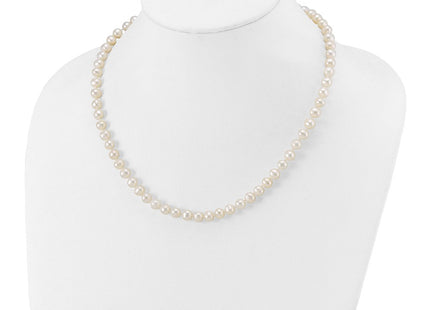 14k White Gold 6- White Near Round Freshwater Cultured Pearl Necklace (Style WPN060W-18)