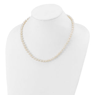 14k White Gold 6- White Near Round Freshwater Cultured Pearl Necklace (Style WPN060W-18)