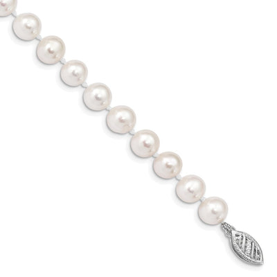 14K White Gold White Near Round Freshwater Cultured Pearl, 16 x 6 to 7mm