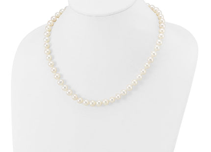 14k White Gold 7- White Near Round Freshwater Cultured Pearl Necklace (Style WPN070W-18)