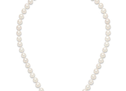 14k White Gold 7- White Near Round Freshwater Cultured Pearl Necklace (Style WPN070W-18)