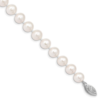 14K White Gold White Near Round Freshwater Cultured Pearl