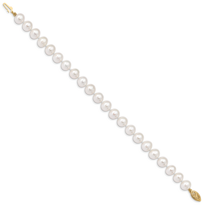 14K White Near-Round Freshwater Cultured Pearl Bracelet